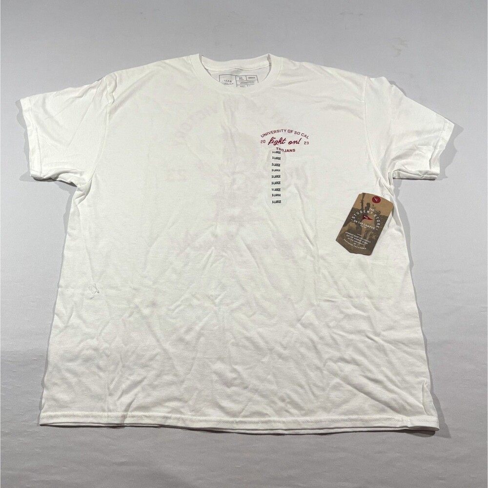 USC Trojan Team 2023 T Shirt Unisex Tee White Graphic Football NCAA Sz XL NWT